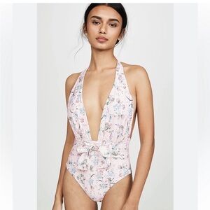 WEWOREWHAT Brooklyn Floral Halter One-Piece Swimsuit